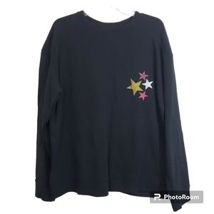 NWT Crown & Ivy Holiday Christmas Star Print Metallic Sparkle Sweatshirt XL